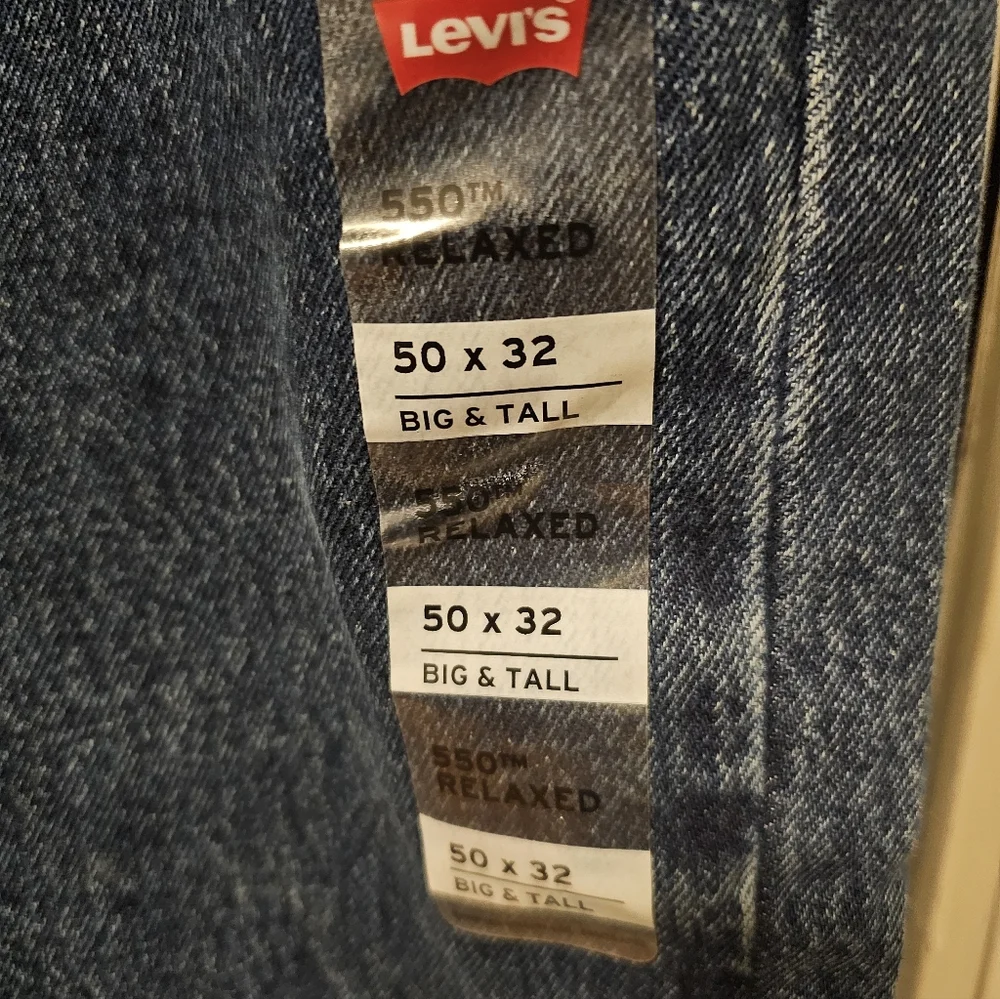 Levi's 550 Jeans Relaxed Fit 100% Cotton Men's Size 50 X 32 NWT
